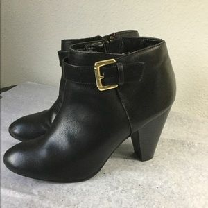 Black leather booties